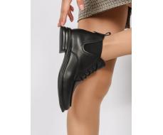 01-M43-23 BLACK Ботинки демисезонные женские (натуральная кожа, байка)