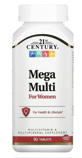 21st Century. Mega Multi, мультивитамины мультимикроэлементы для женщин, 90 таблеток
