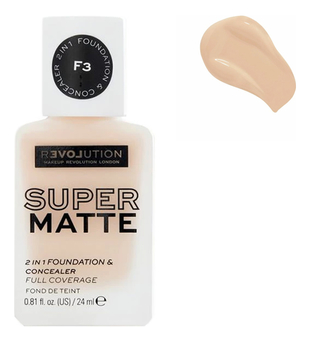 RELOVE BY REVOLUTION Тональная основа и консилер 2 в 1 Supermatte 2 in 1 Foundation & Concealer, F3, 24 мл