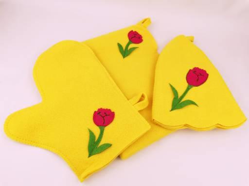 Набор банный "Тюльпан" (шапка,рукавица,коврик) Н010