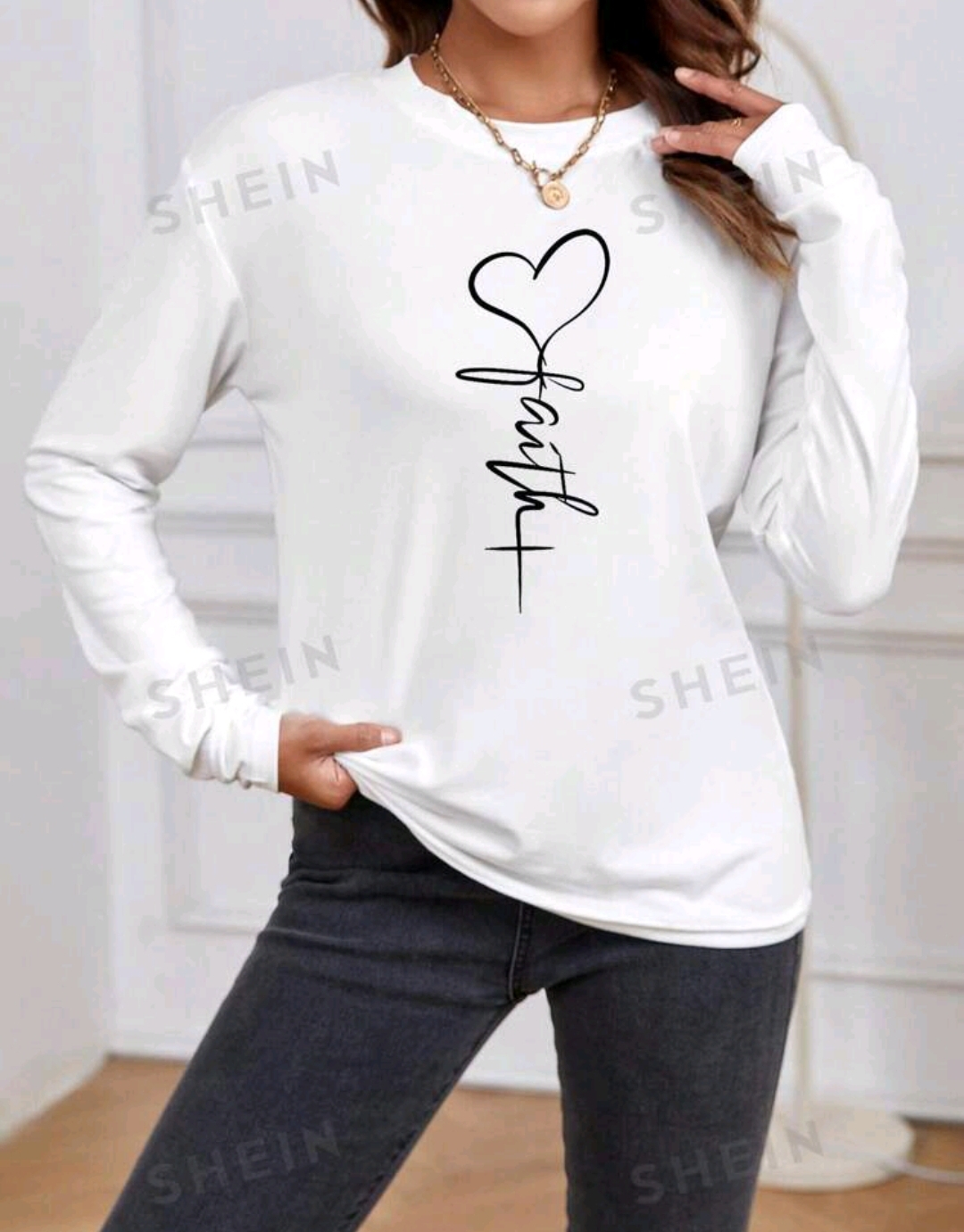 Heart & Letter Graphic Drop Shoulder Tee