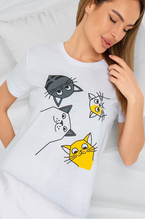 Женская хлопковая футболка Happy Fox Артикул: HF55124P