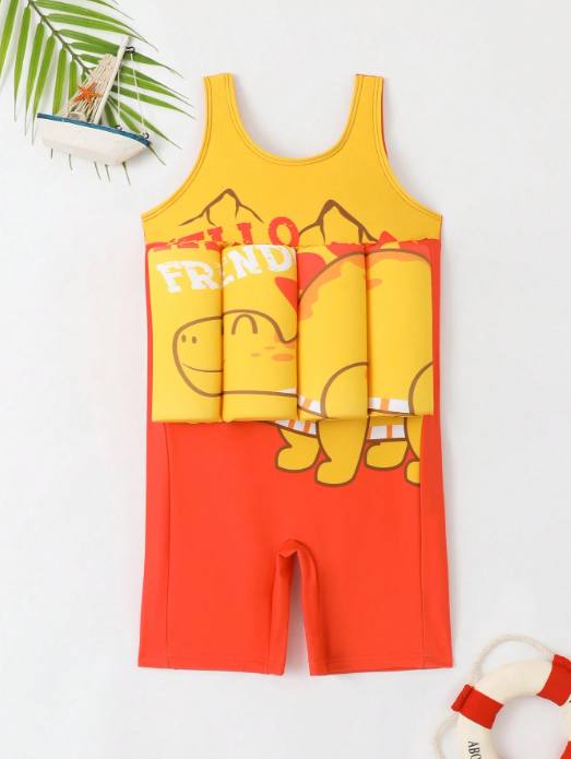 Young Boy Cartoon Turtle Printed One-Piece Swimsuit SKU: sk2312132712463699