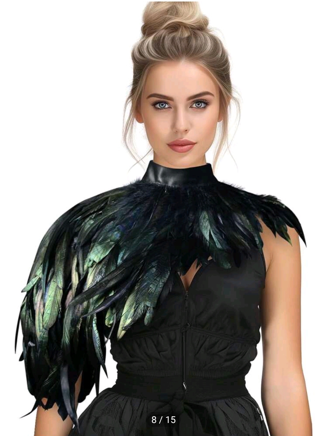 Feather Cape Shawl Costume Black  Wings Collar Adult Crow  Neck