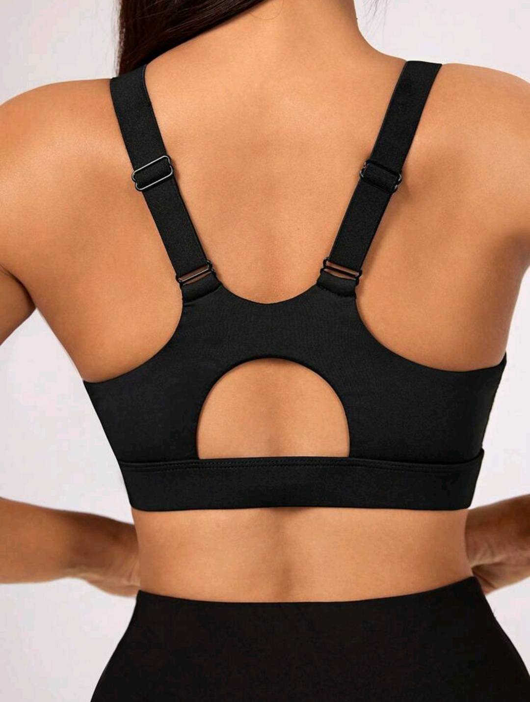 Yoga Basic Solid Color Round Neck Hollow Out Design Sport Bra