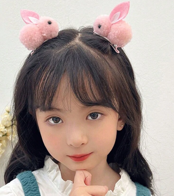 2 шт Women's Hair Accessories Cute Plush Ball Rabbit Alligator Hair Clip Girl's Hair Clip SKU: sc2312115505244201