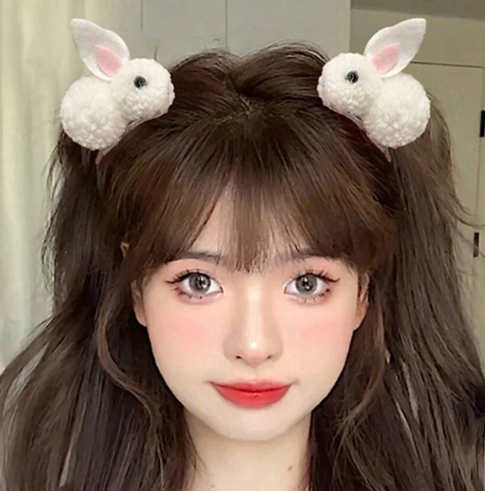 2 шт Women's Hair Accessories Cute Plush Ball Rabbit Alligator Hair Clip Girl's Hair Clip SKU: sc2312115505244201