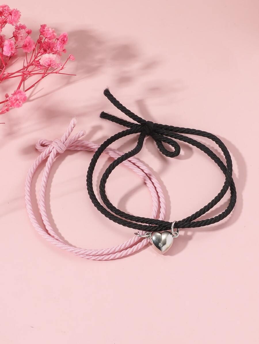 Браслеты дружбы 2шт 2pcs/set Heart Decor Bracelet SKU: sj2206074241980517