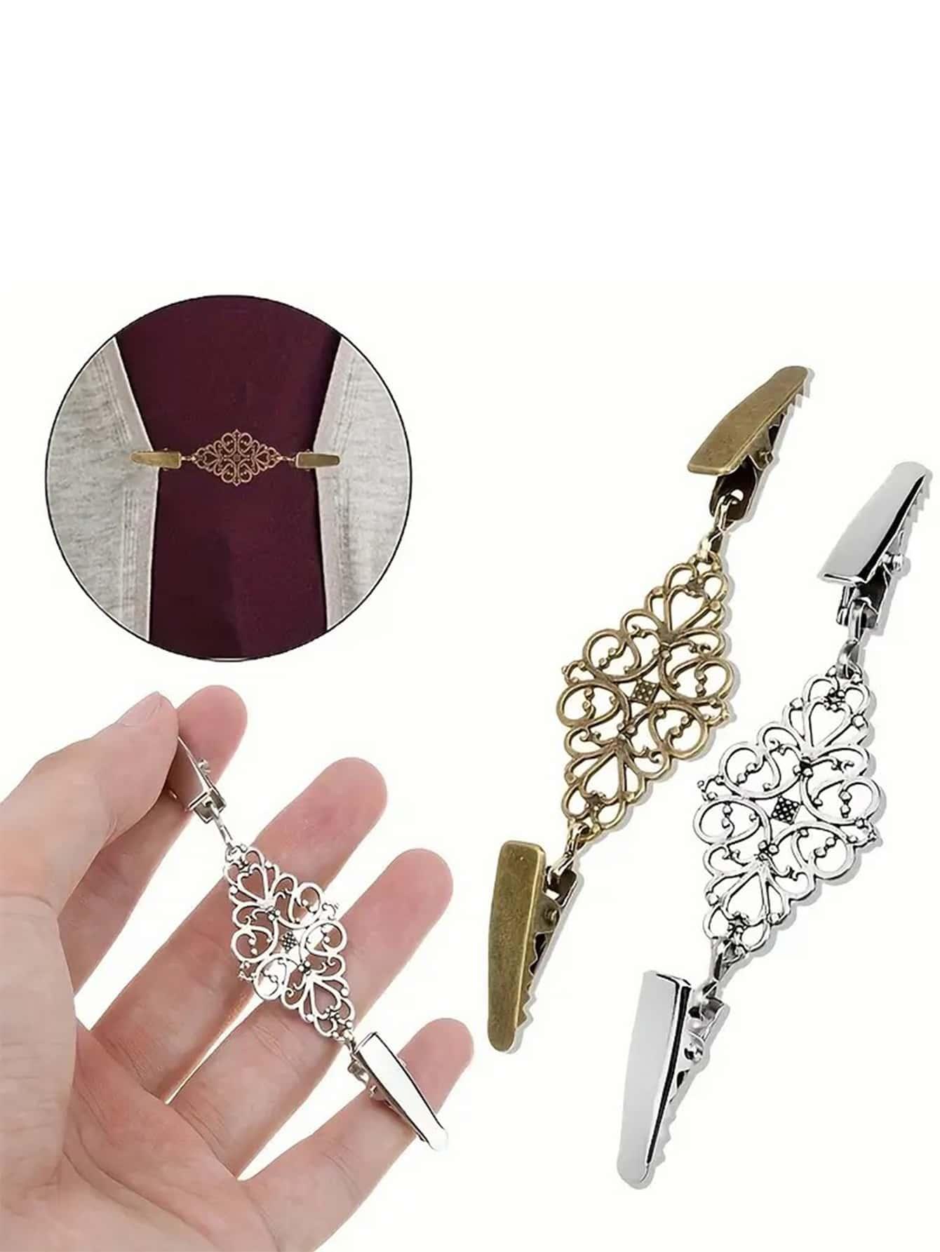 1pc Retro Sweater Clip, Geometric Hollow Out Style Duck Clip Brooch Pin, For Cardigans, Shawls, Clothes SKU: sc2307296787876665
