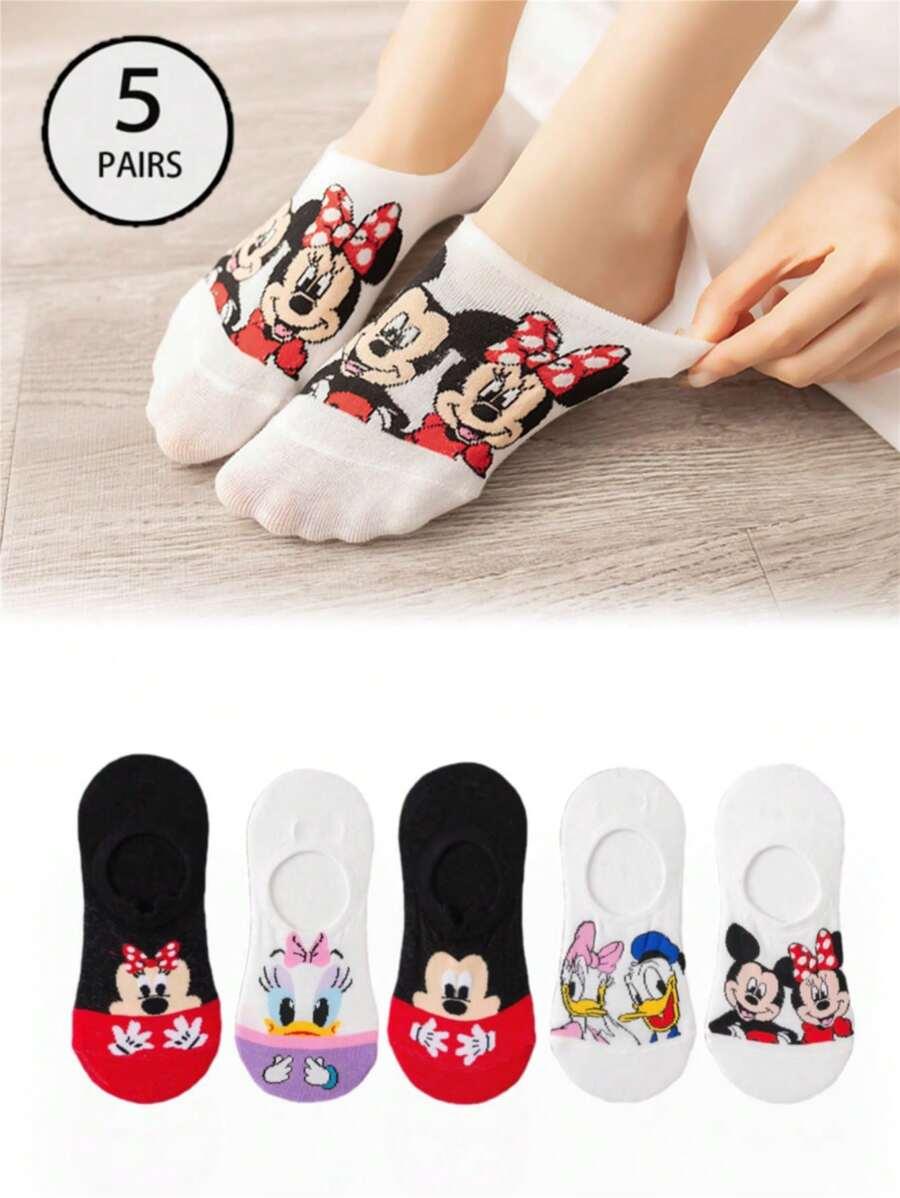 5 пар 5 Pairs Of Summer , , Daisy, Donald Duck Cartoon Cute, Lightweight, Comfortable, Breathable, Odor Proof, Shallow Mouth Invisible, And Men's And Women's Boat Socks SKU: si2404218833600153