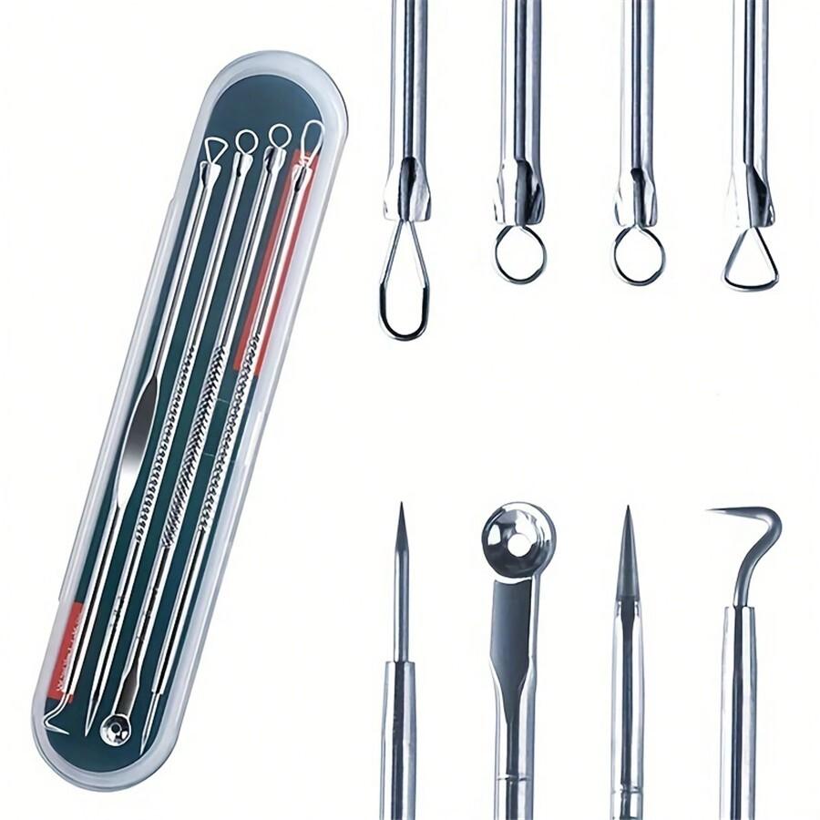 4pcs/Set Acne Removal Kit, Blackhead Remover Tool Set, Pimple Extractor, Blemish Treatment, Clean Pores, Needle/Hook SKU: sb2312220907788185