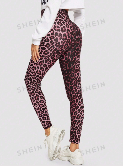 SHEIN Essnce Leopard Print Long Leggings SKU: sS1910170001597215