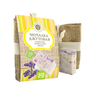 Мочалка джутовая с крымским мылом Лаванда МН280