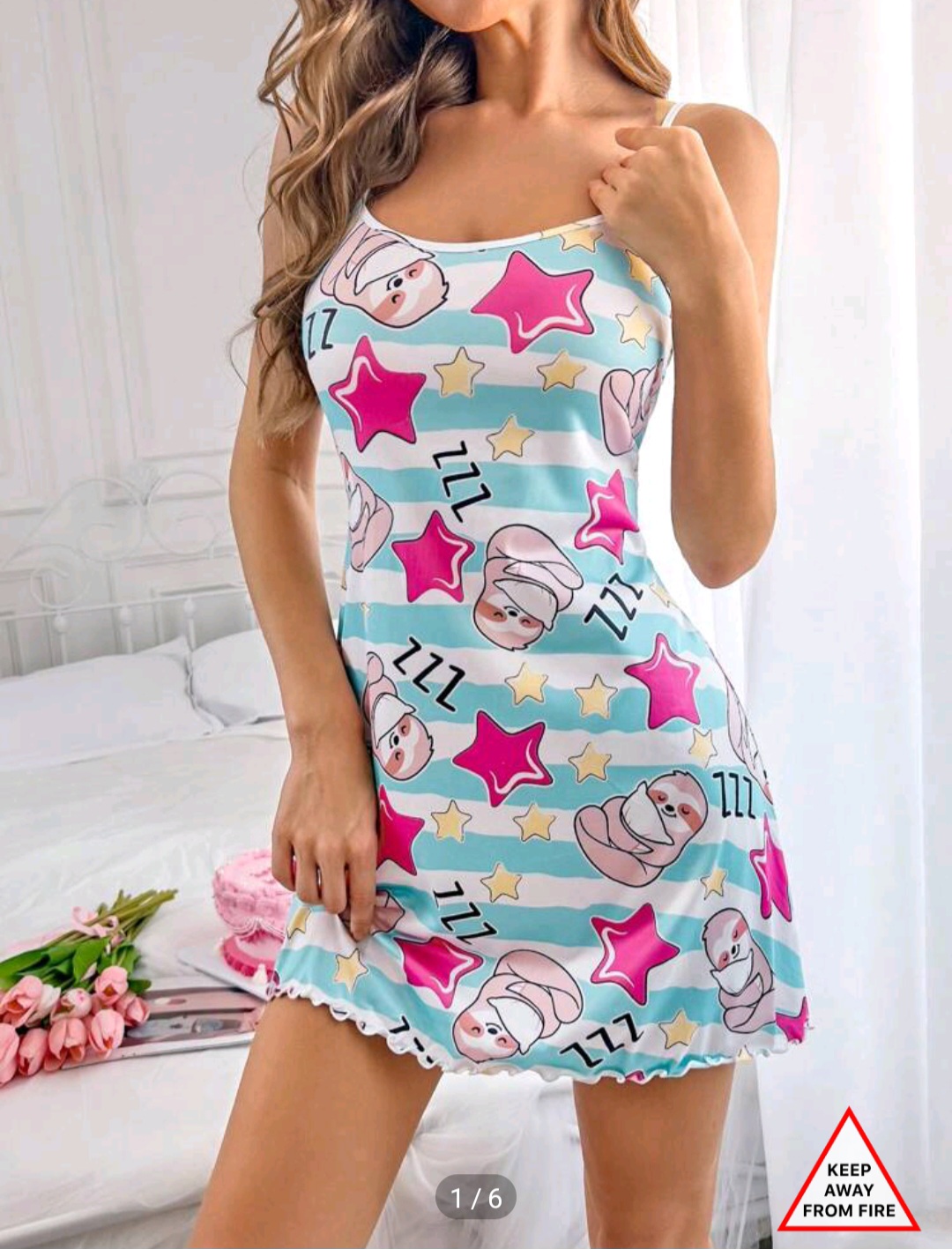 Lovely Koala & Star Print Women Nightgown