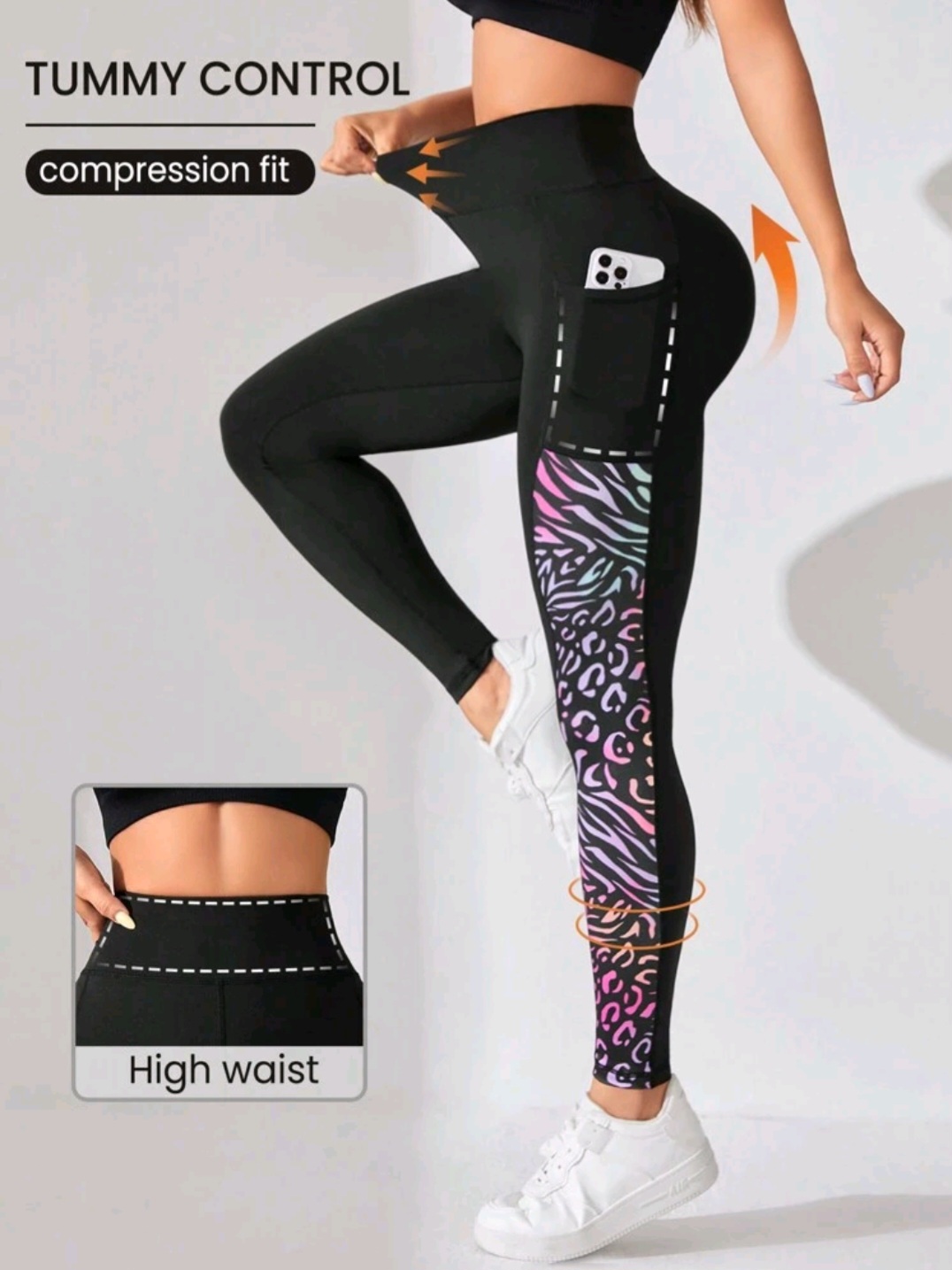 SHEIN Sport Studio Women Zebra Leopard Print Casual Sports Leggings