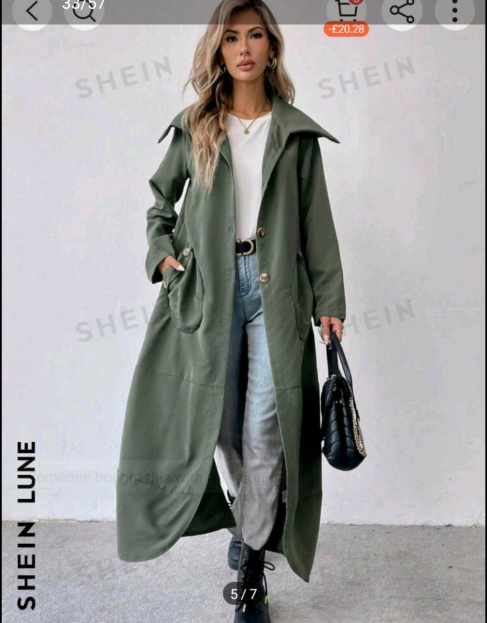 SHEIN LUNE 1pc Casual Solid Color Double Pocket Long Jacket, Autumn