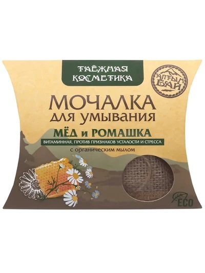 Мочалка с органическим мылом "Мед и ромашка", 60 г