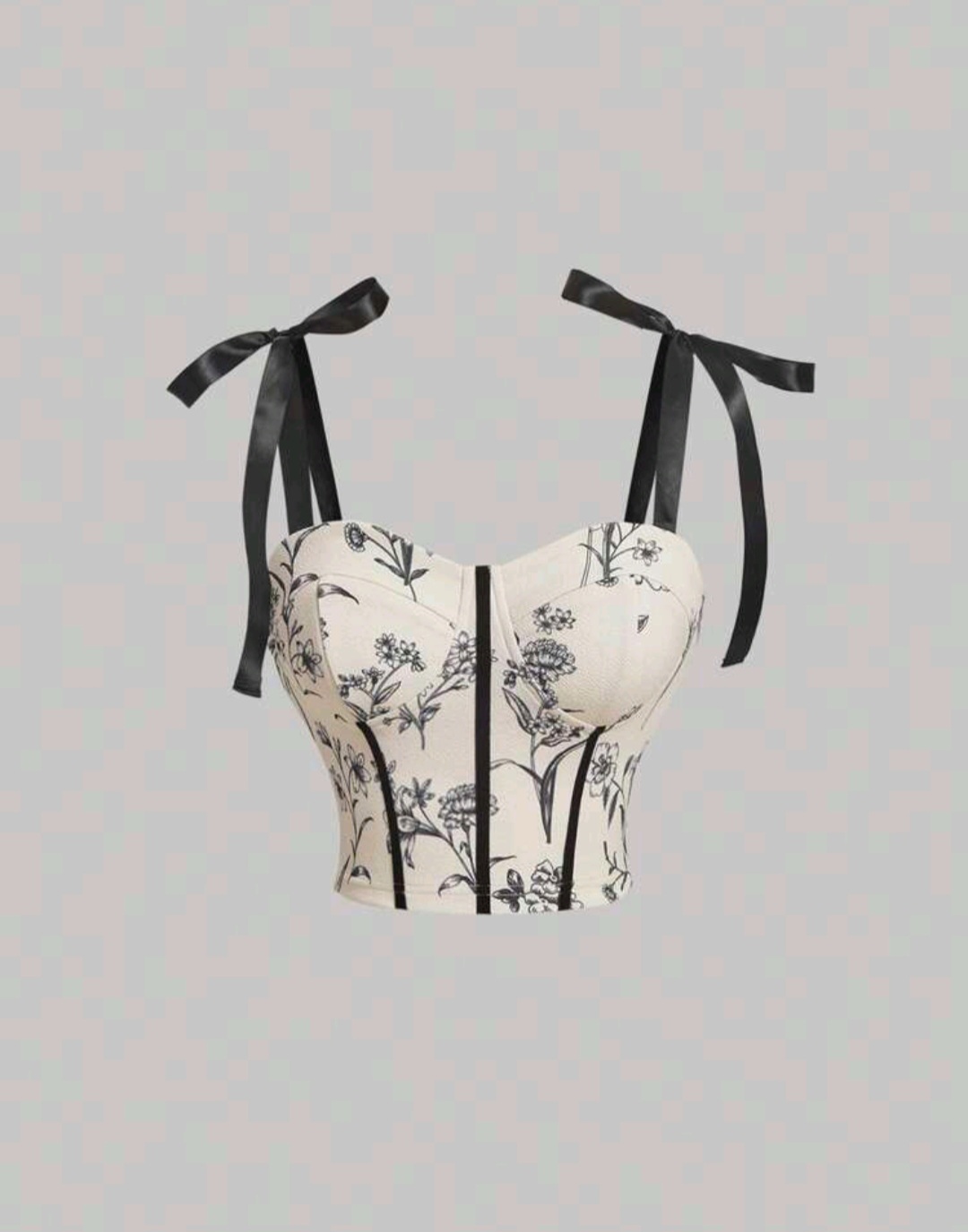 SHEIN MOD Floral Print Tie Shoulder Corset Structure Cami Top