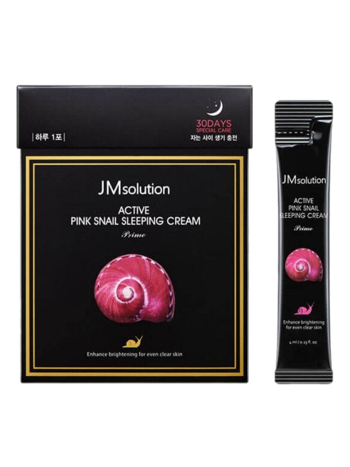 JMsolution Обновляющая ночная крем-маска с муцином розовой улитки / Active Pink Snail Sleeping Cream Prime, 4 мл  1шт