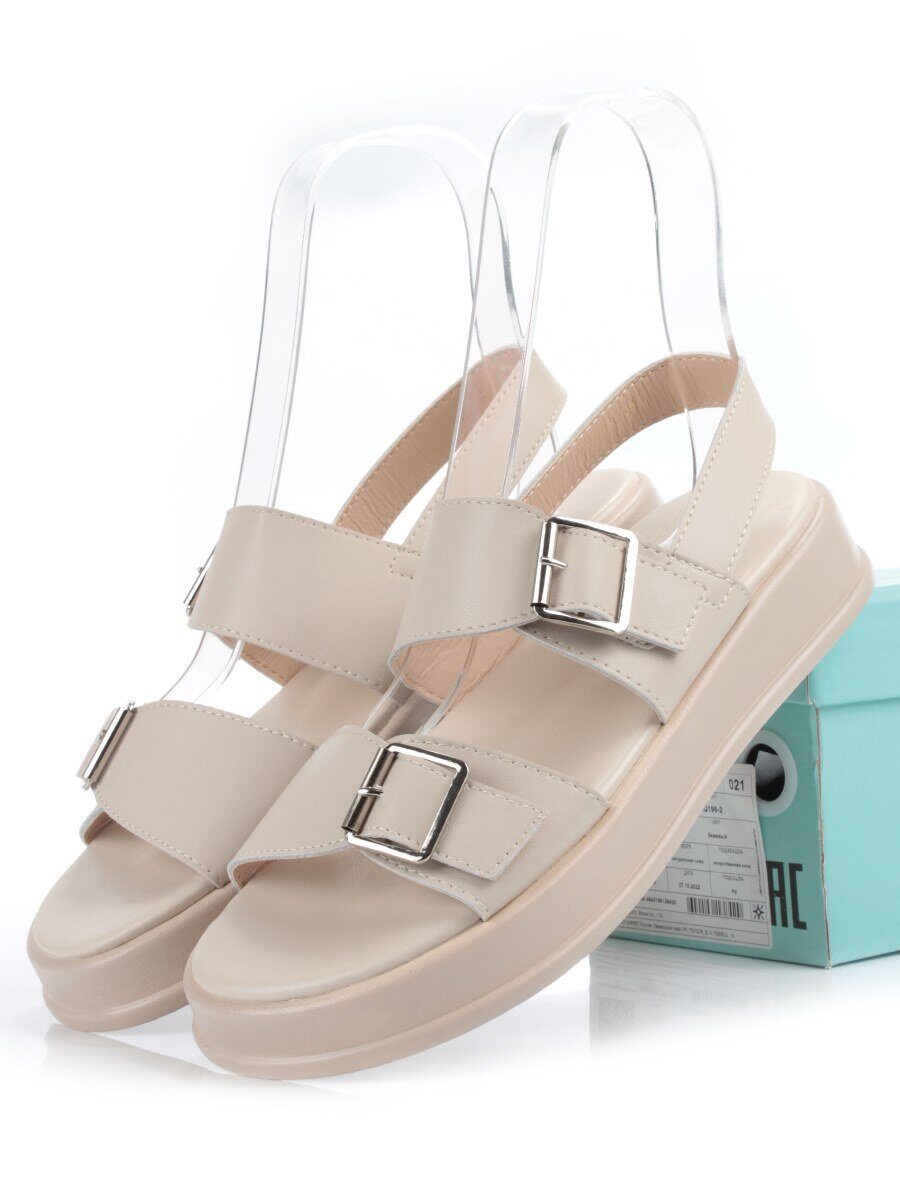 08-PEAQ196-2 LT. BEIGE Босоножки женские (натуральная кожа)