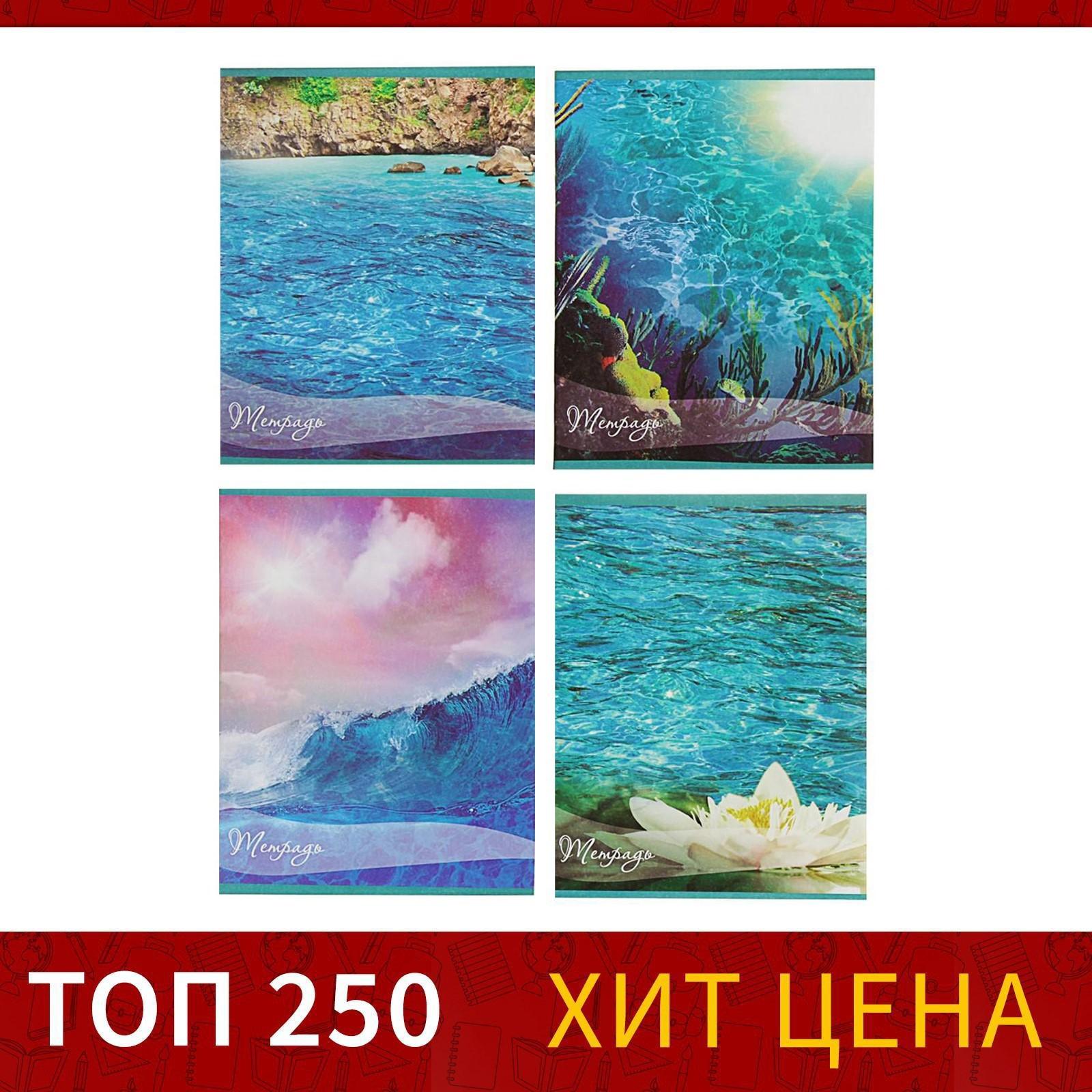 Тетрадь 48 листов в клетку Calligrata «Океан», обложка мелованная бумага, блок №2, белизна 75% (серые листы), МИКС ФАСОВККА 13 ШТУК!
