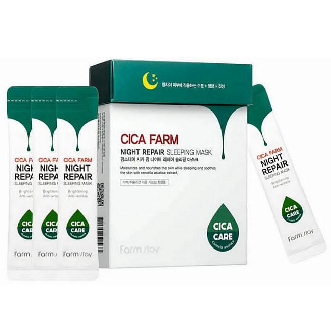 -40% Farm Stay Ночная восставливающая маска для лица с центеллой азиатской / Cica Farm Night Repair Sleeping Mask, 4 мл x 20