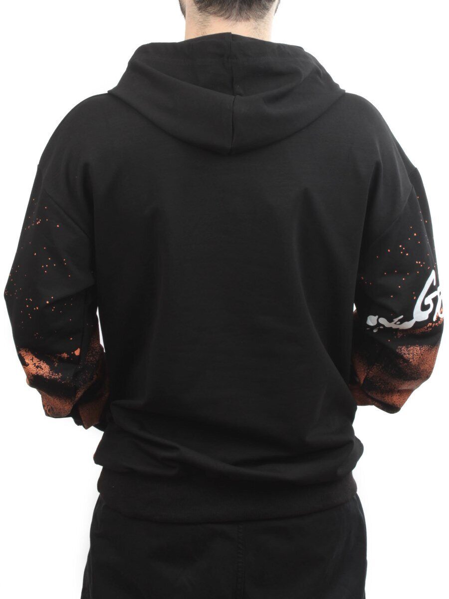 2626 BLACK/ORANGE Толстовка мужская (75% хлопок, 20% полиэстер, 5% спандекс)