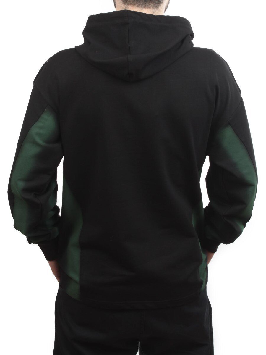 2649 BLACK/GREEN Толстовка мужская (75% хлопок, 20% полиэстер, 5% спандекс)