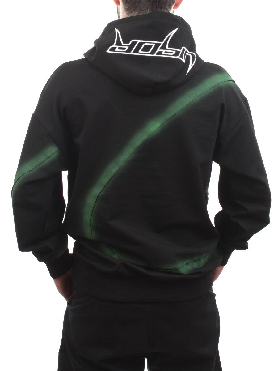2652 BLACK/GREEN Толстовка мужская (75% хлопок, 20% полиэстер, 5% спандекс)