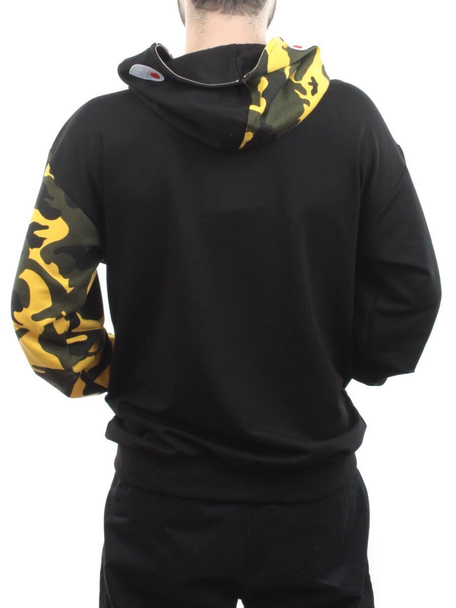 2665 BLACK/YELLOW Толстовка мужская (75% хлопок, 20% полиэстер, 5% спандекс)