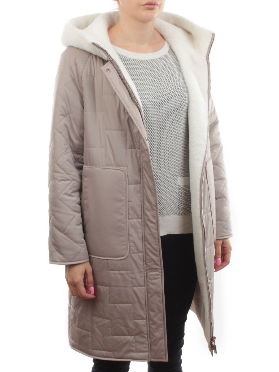 2661 BEIGE Пальто двухстороннее женское еврозима (100 гр. холлофайбер)