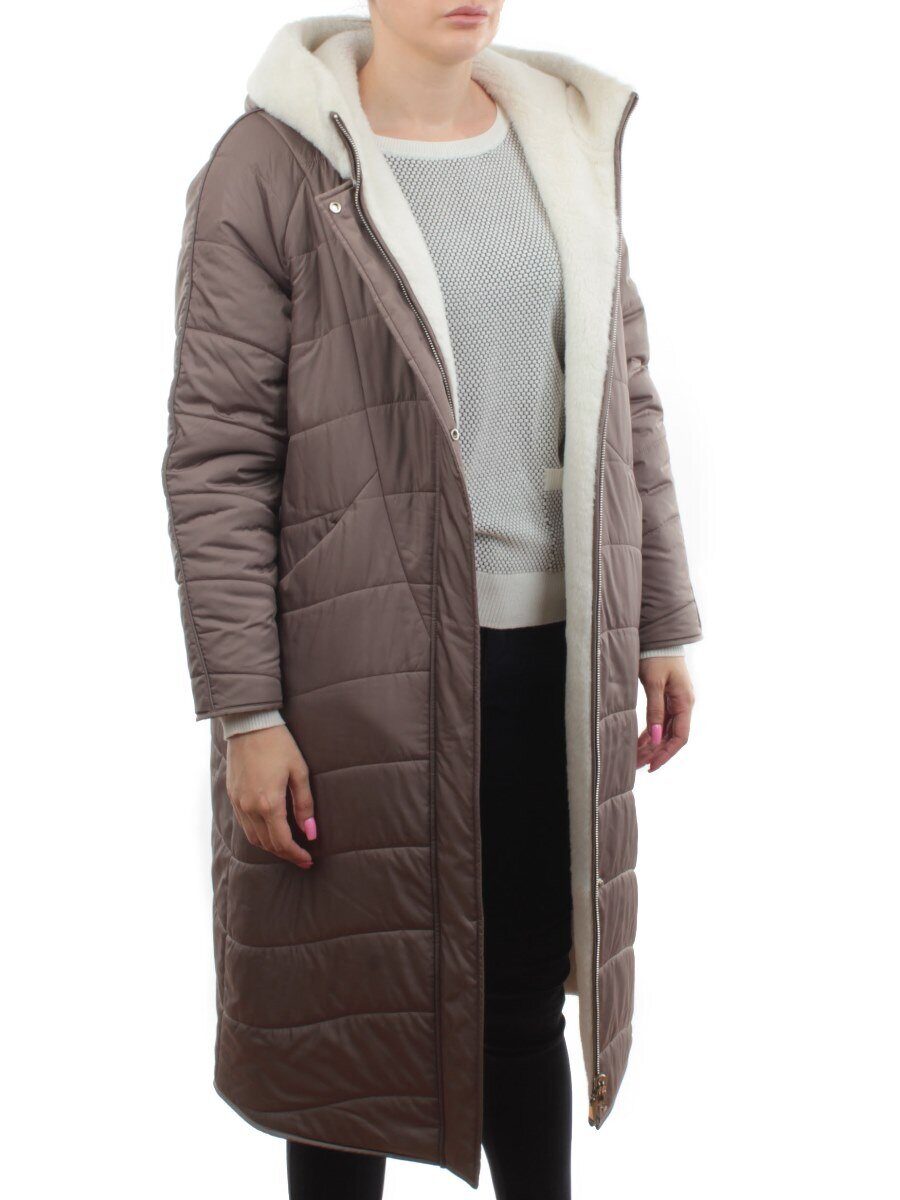 2660 DK. BEIGE Пальто двухстороннее женское еврозима (100 гр. холлофайбер)