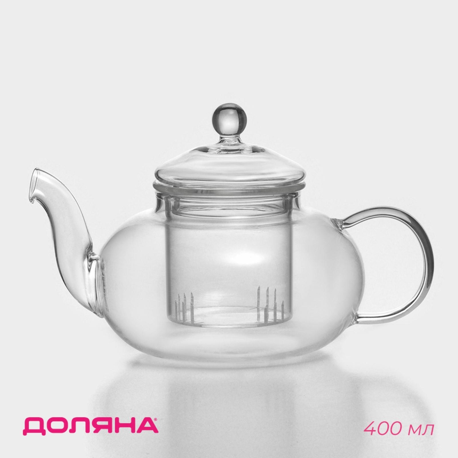 Заварочный чайник из стекла Доляна «Валенсия», 400 мл, 17×11×10 см,