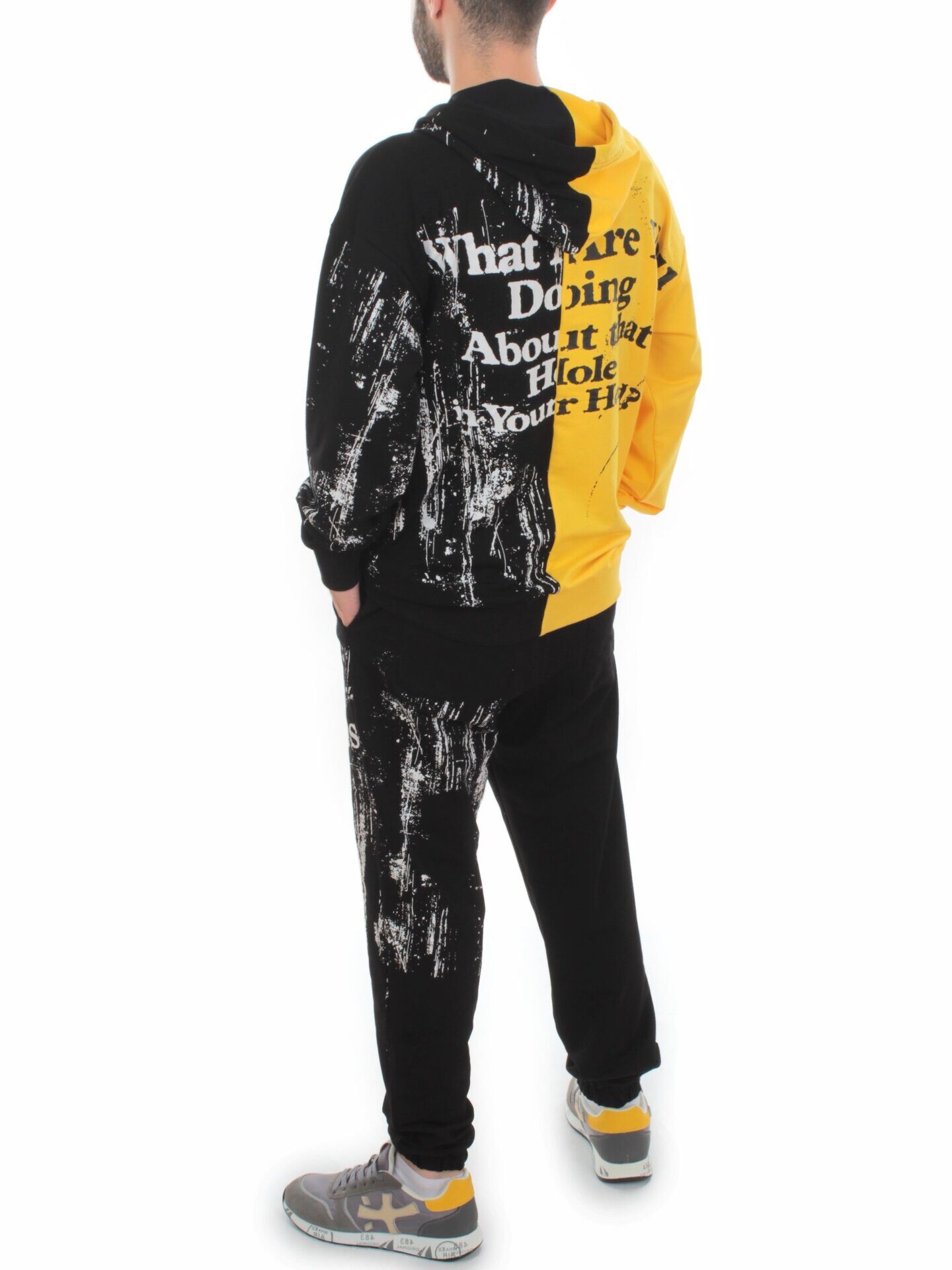 2630/7349 BLACK/YELLOW Костюм спортивный мужской (75% хлопок, 20% полиэстер, 5% спандекс)