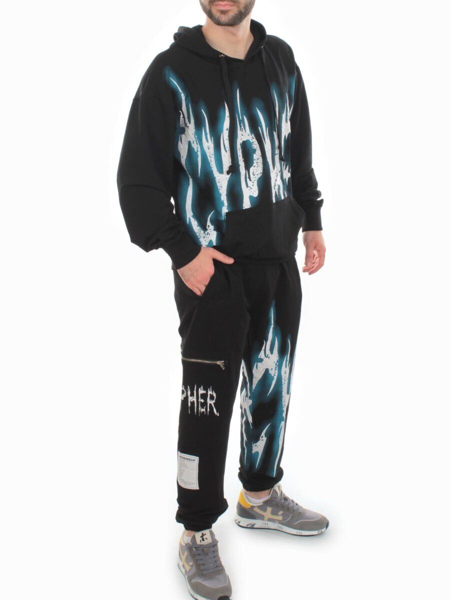 2627/7350 BLACK/BLUE Костюм спортивный мужской (75% хлопок, 20% полиэстер, 5% спандекс)