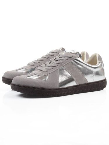 03-2106-2 DK. GREY/SILVER Кеды женские (натуральная кожа) 