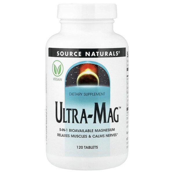 Ultra-Mag™ 120 таблеток - Веганский комплекс магния 5 в 1 для расслабления мышц и успокоения нервной системы
