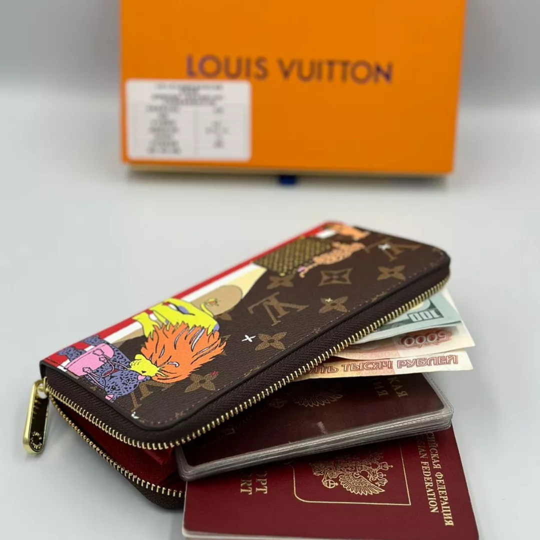Акция!!! Портмоне в коробке LV, прессованная кожа Канвас
