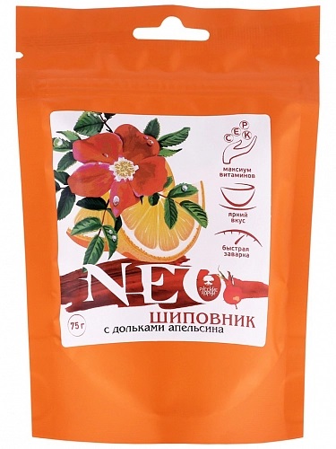 Напиток из дробленых ягод шиповника "НеоШиповник" с дольками апельсина, 75 г