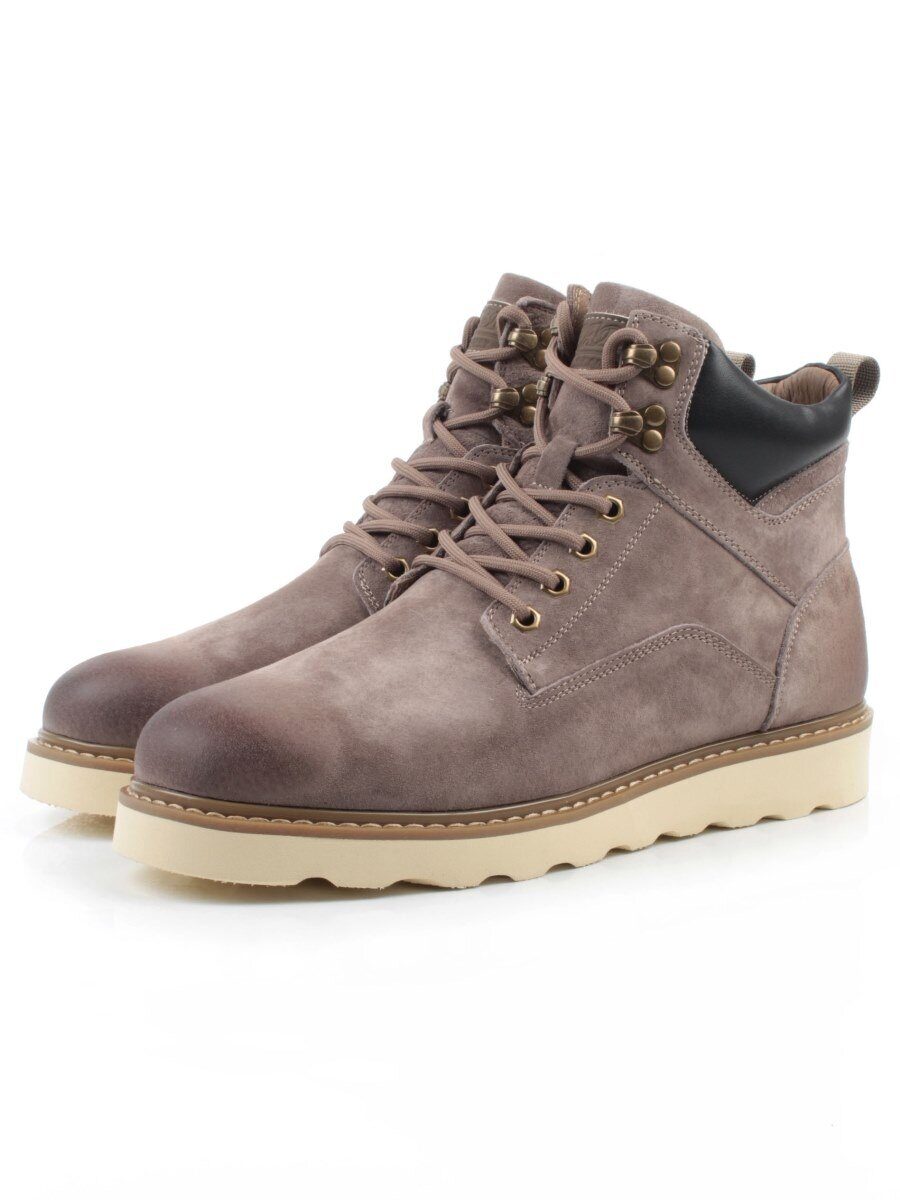 05-H50119M-3 GRAY/BROWN Ботинки зимние мужские (натуральная кожа, натуральный мех)