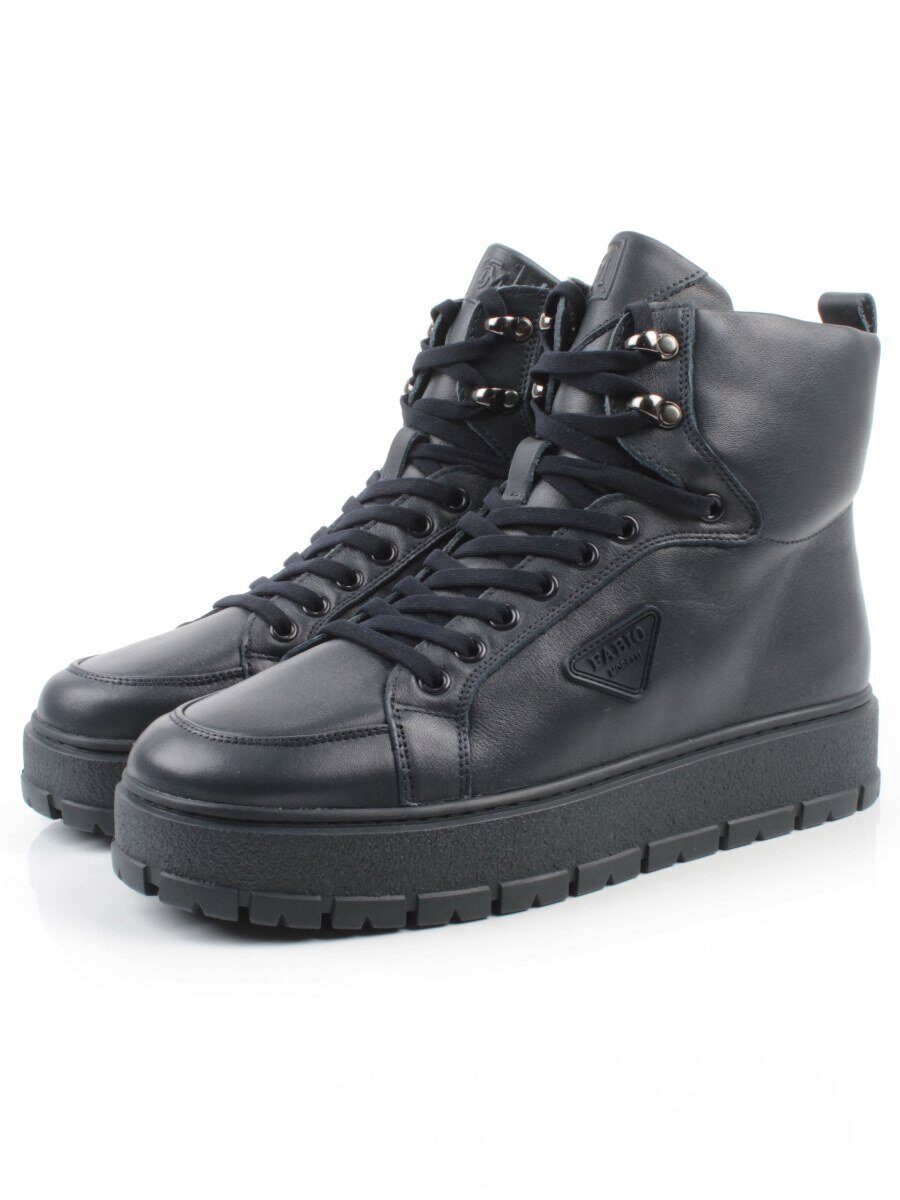 05-AW1002-2M DK. BLUE Ботинки зимние мужские (натуральная кожа, натуральный мех)