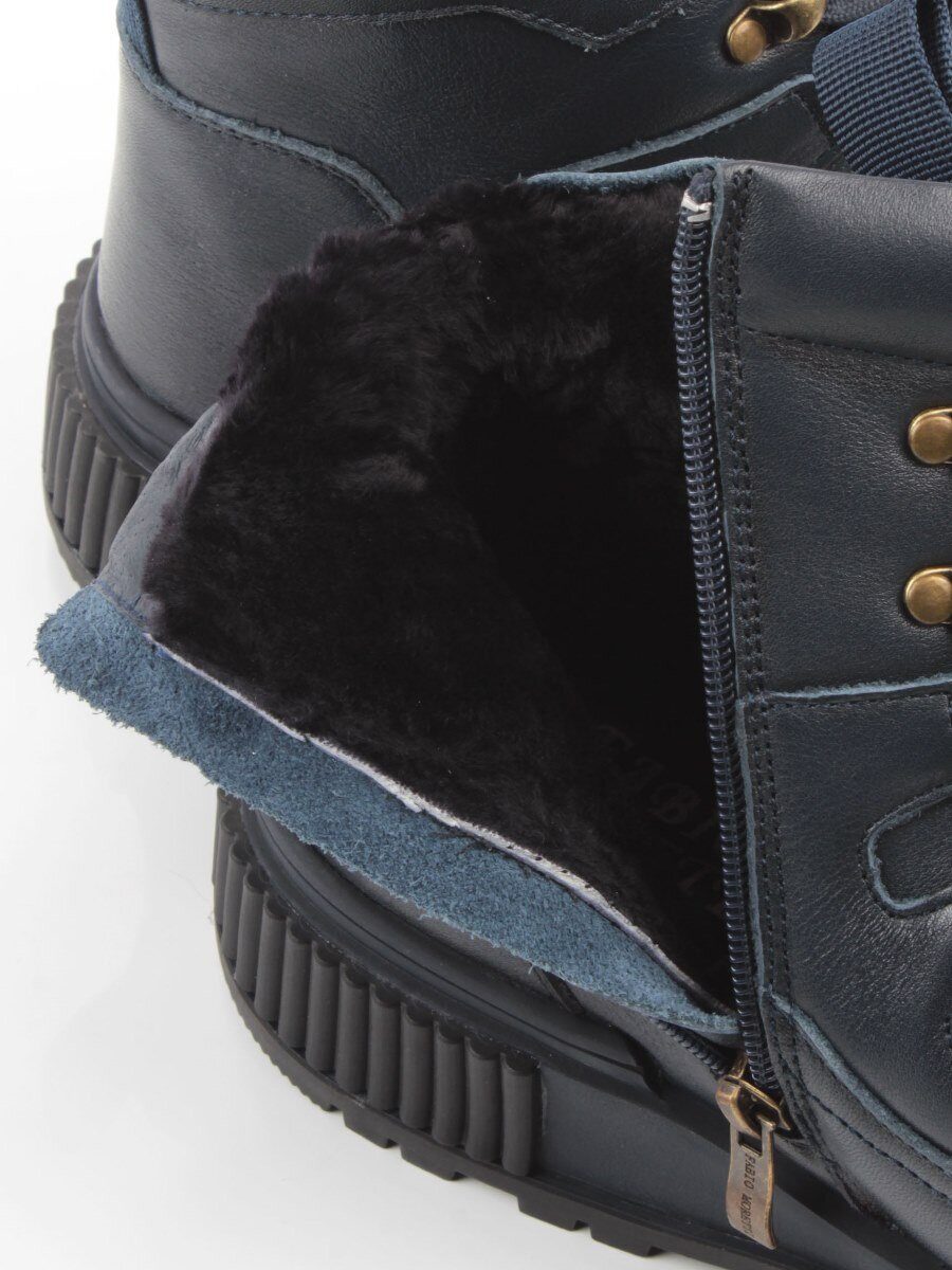 05-AW1008-2M DK. BLUE Ботинки зимние мужские (натуральная кожа, натуральный мех)