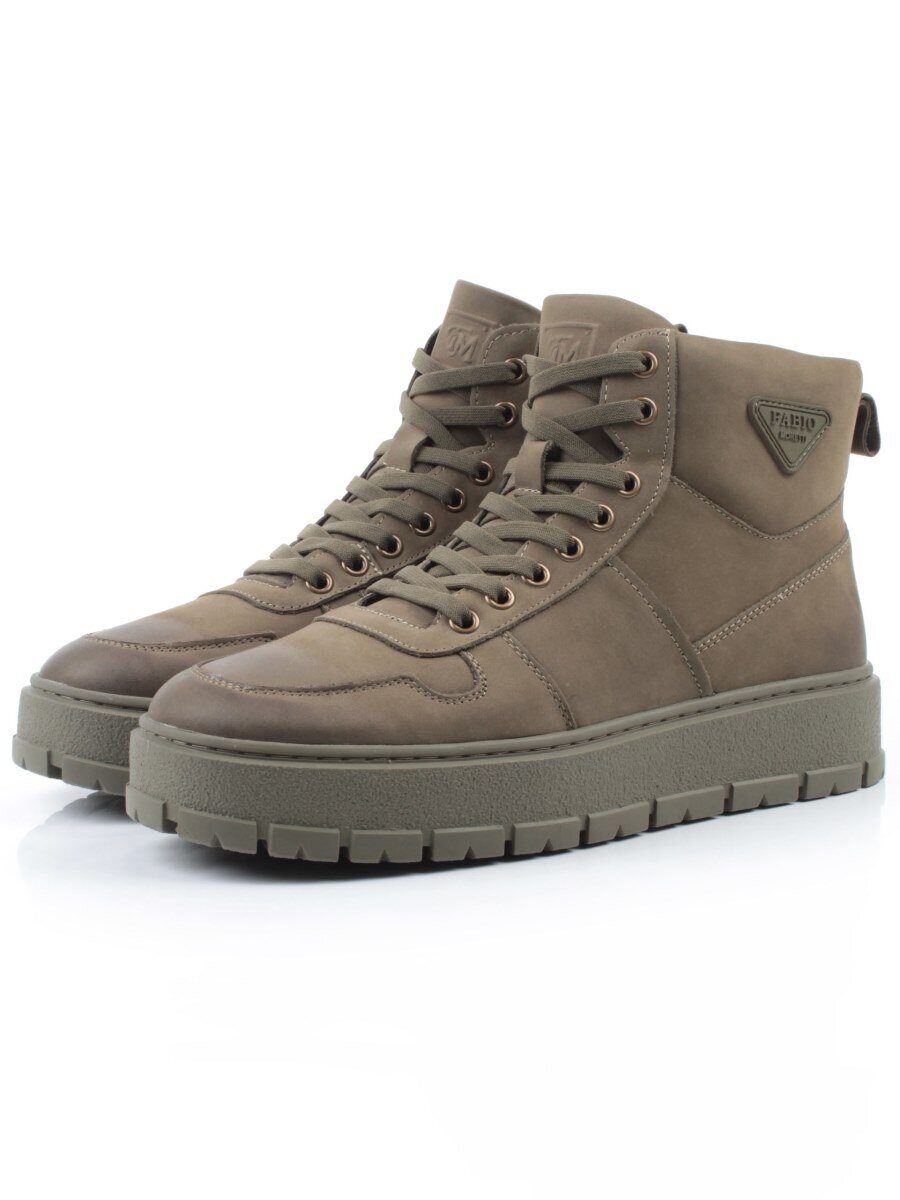 05-AW1003-7M KHAKI Ботинки зимние мужские (натуральная кожа, натуральный мех)