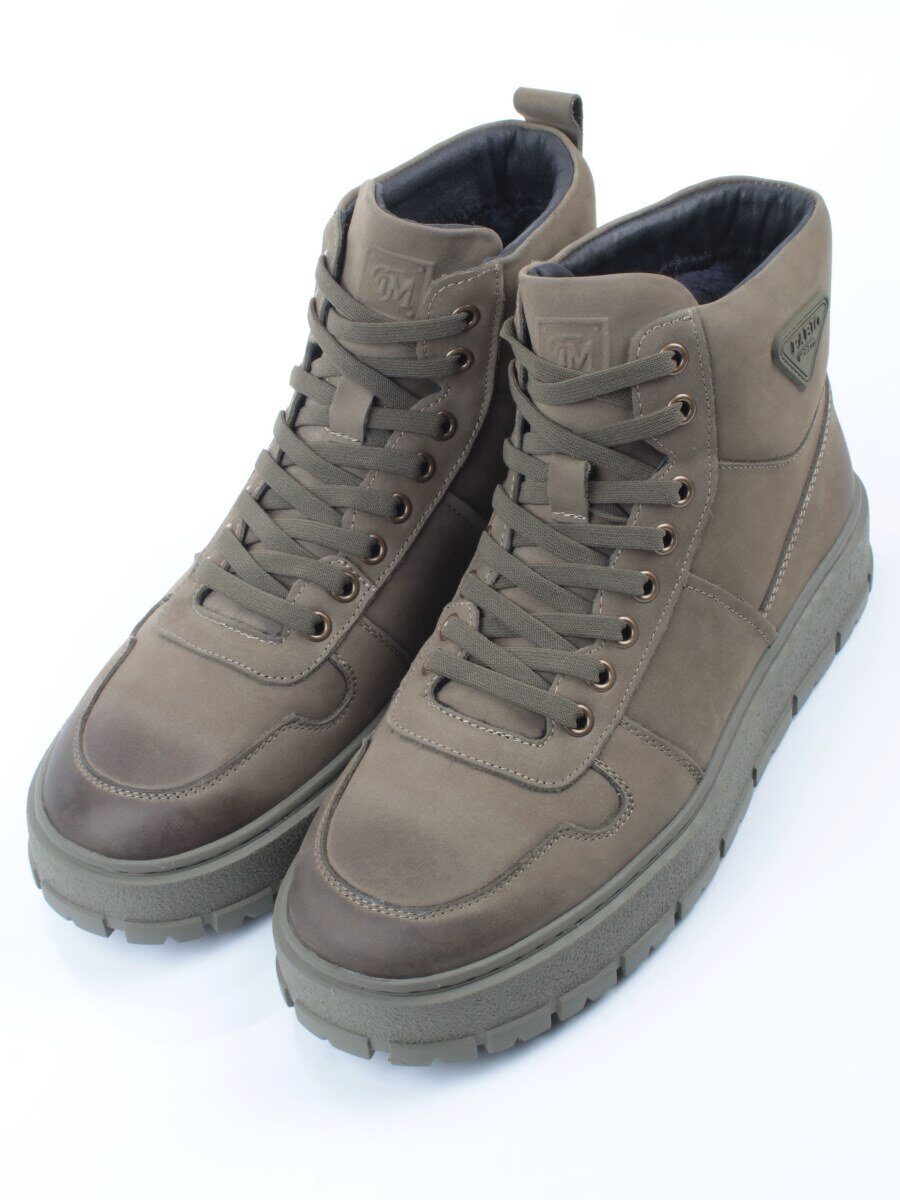 05-AW1003-7M KHAKI Ботинки зимние мужские (натуральная кожа, натуральный мех)