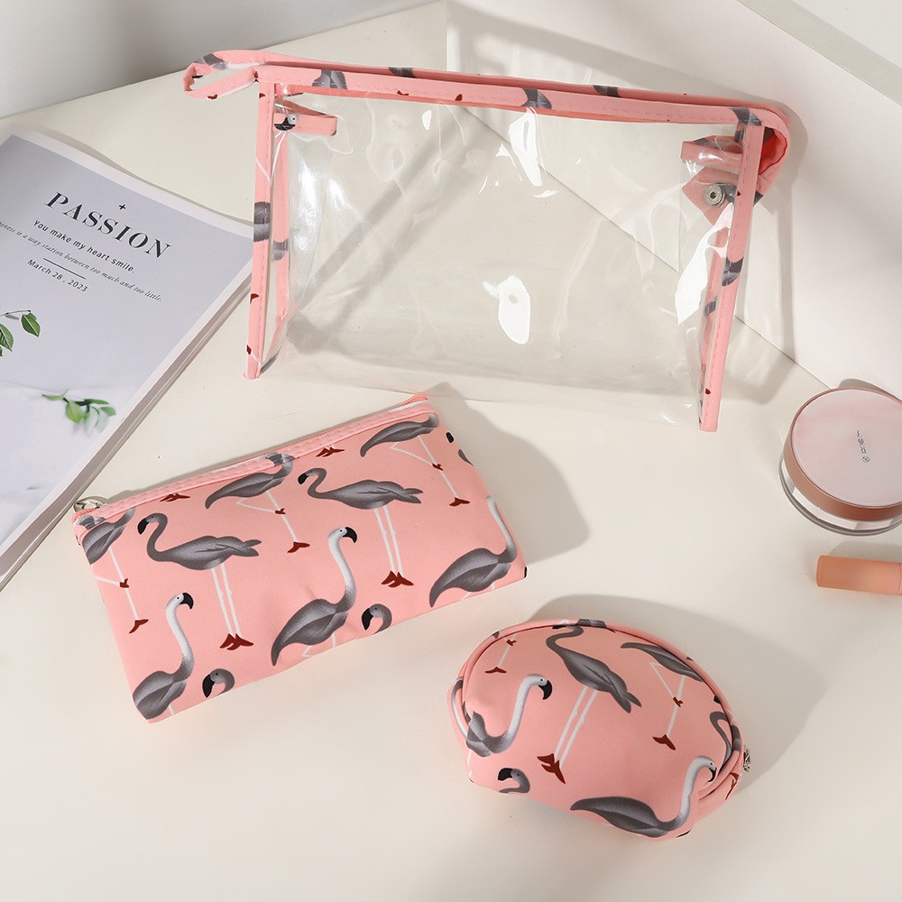 Набор косметичек 3 в 1 "Фламинго".