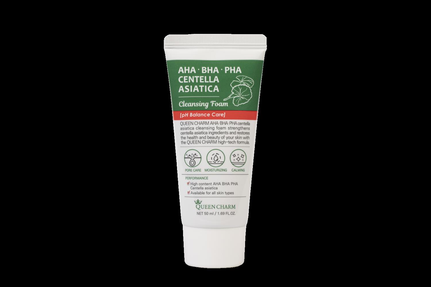 [QUEENCHARM] Пенка для умывания AHA, BHA, PHA КИСЛОТЫ И ЦЕНТЕЛЛА АЗИАТСКАЯ AHA, BHA, PHA Centella Asiatica Cleans