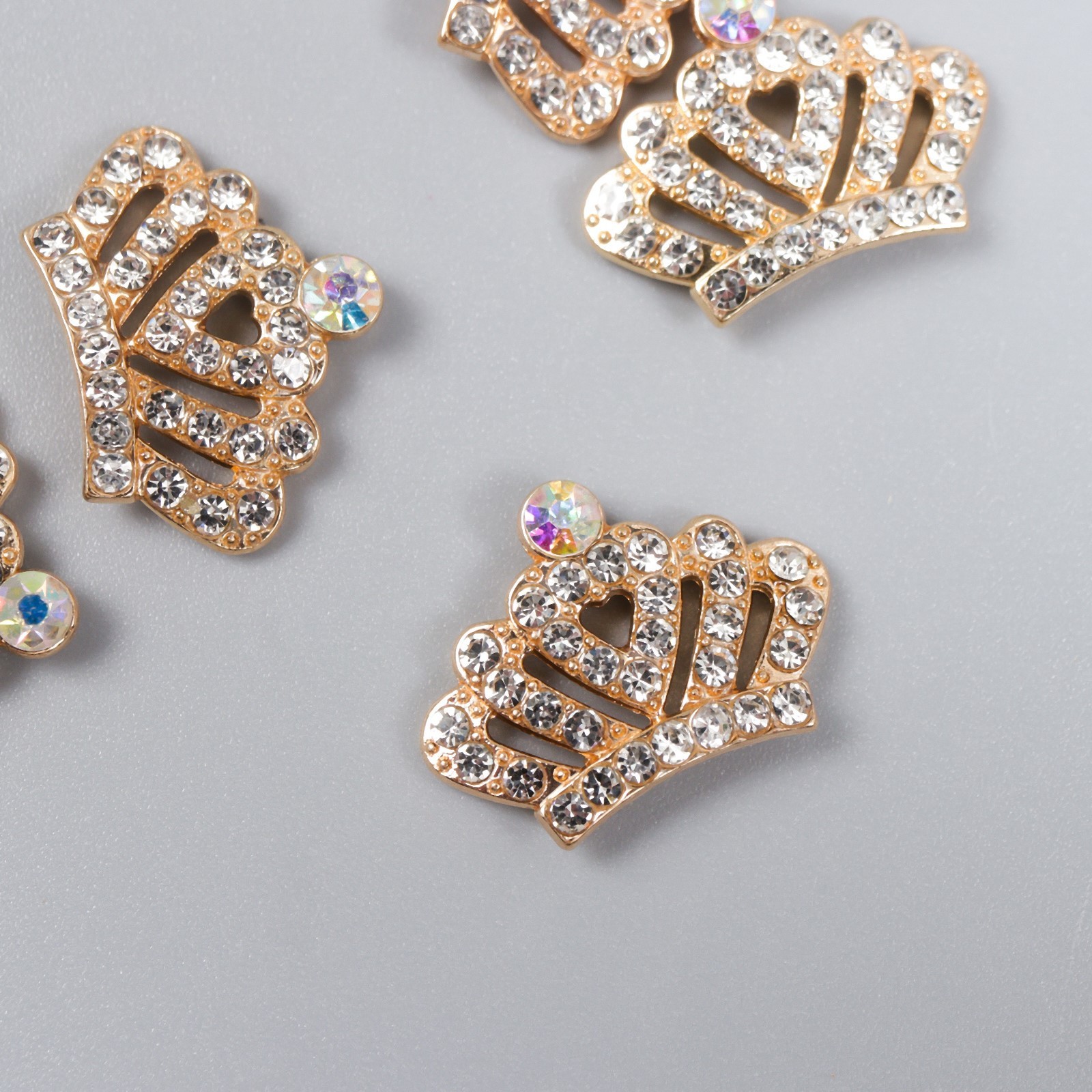 Декор для творчества металл «Корона императора», золото, стразы 1.4×1.9 см ФАСОВКА по 6штук!