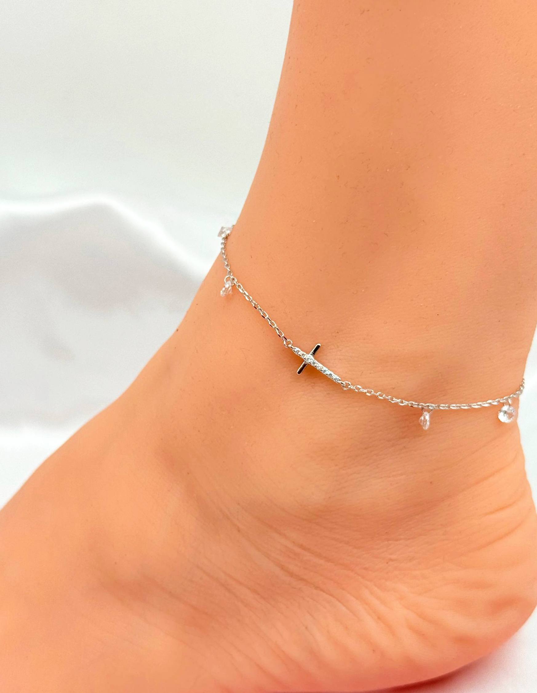 Браслет на ногу Серебро 925 пробы d05