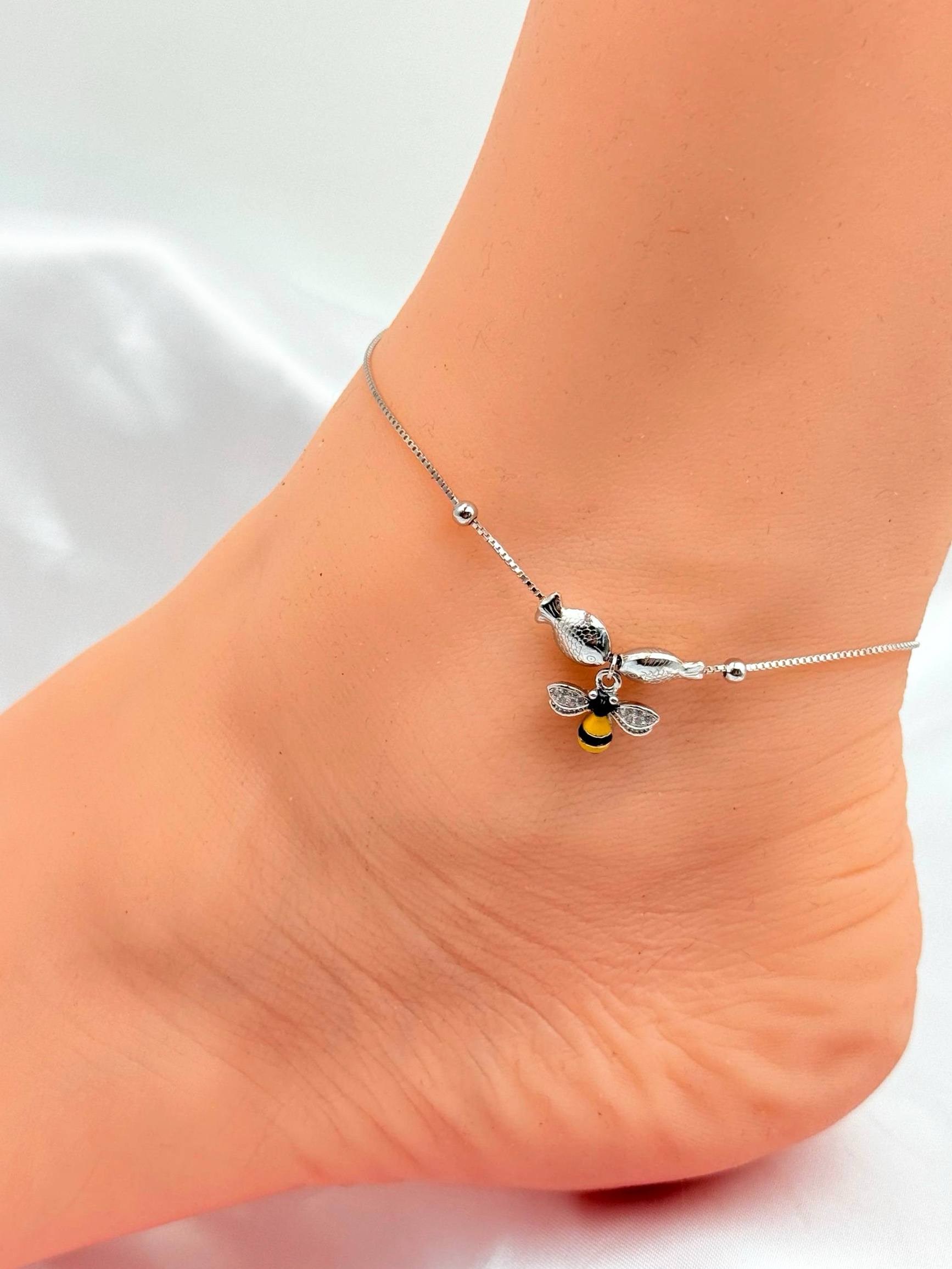 Браслет на ногу Серебро 925 пробы d05