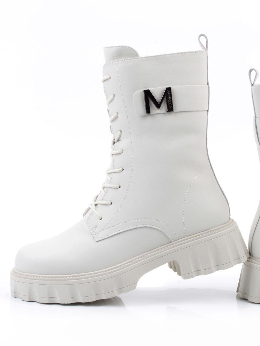 04-PAX27-2Z MILK Ботинки зимние женские (натуральная кожа, 100% шерсть) 